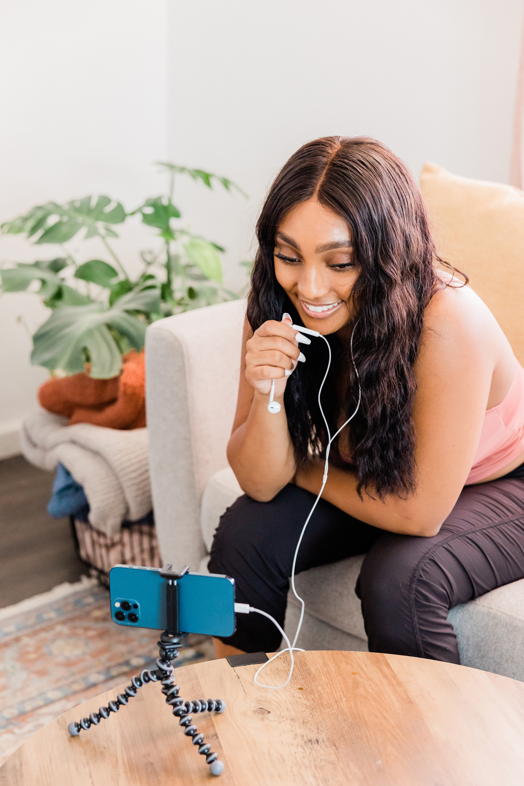 Woman Live Streaming From Her Living Room